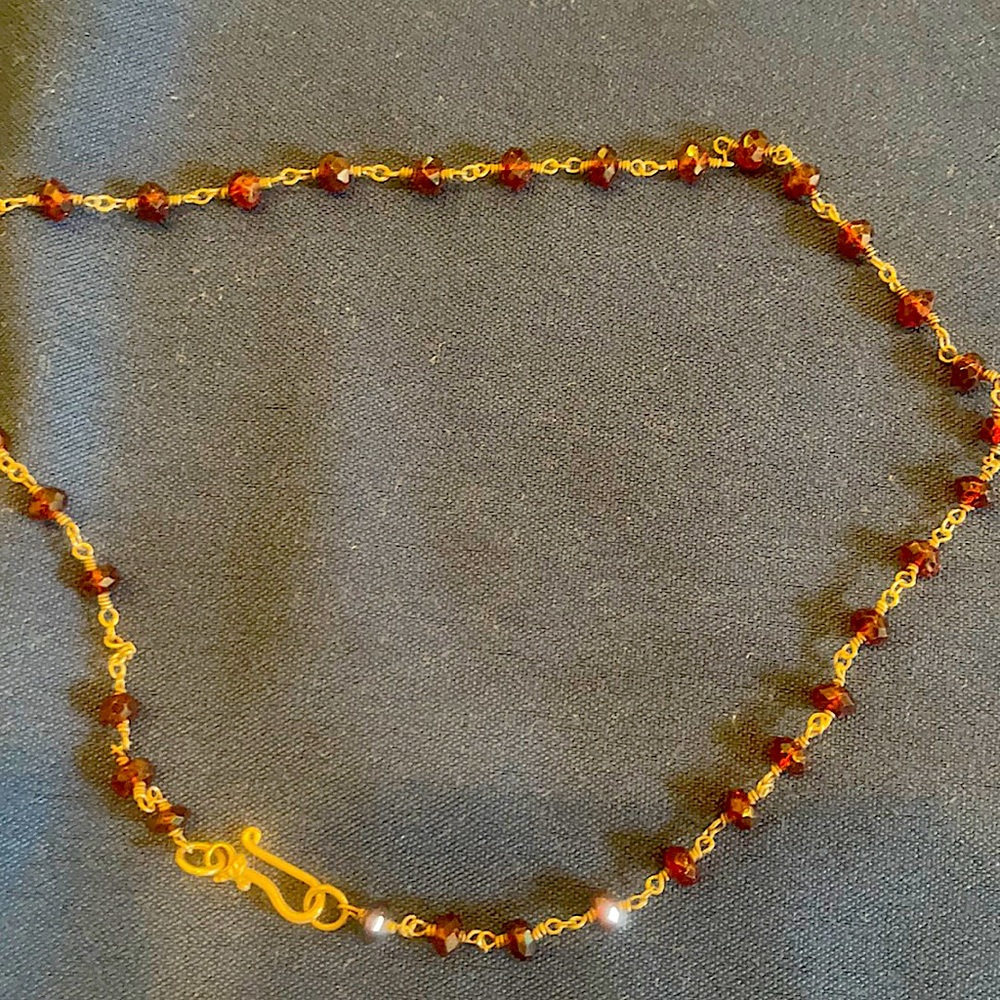 Garnet and Oxidized Silver Necklace